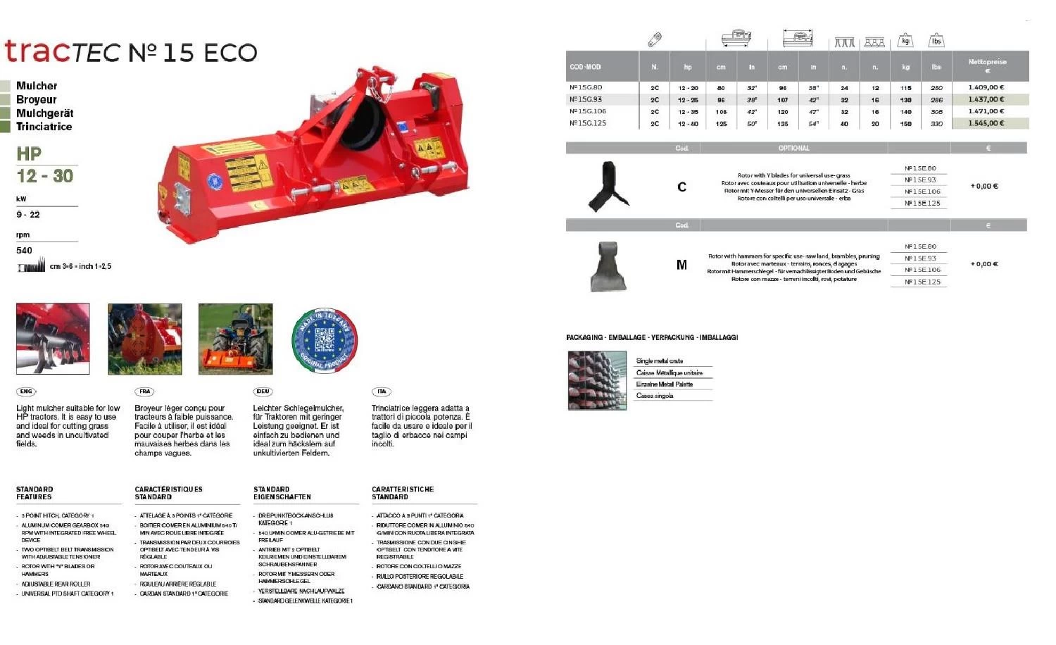 MULCHGERÄT TracTec N15 Eco 125cm 1 MULCHGERÄT TracTec N15 Eco 125cm